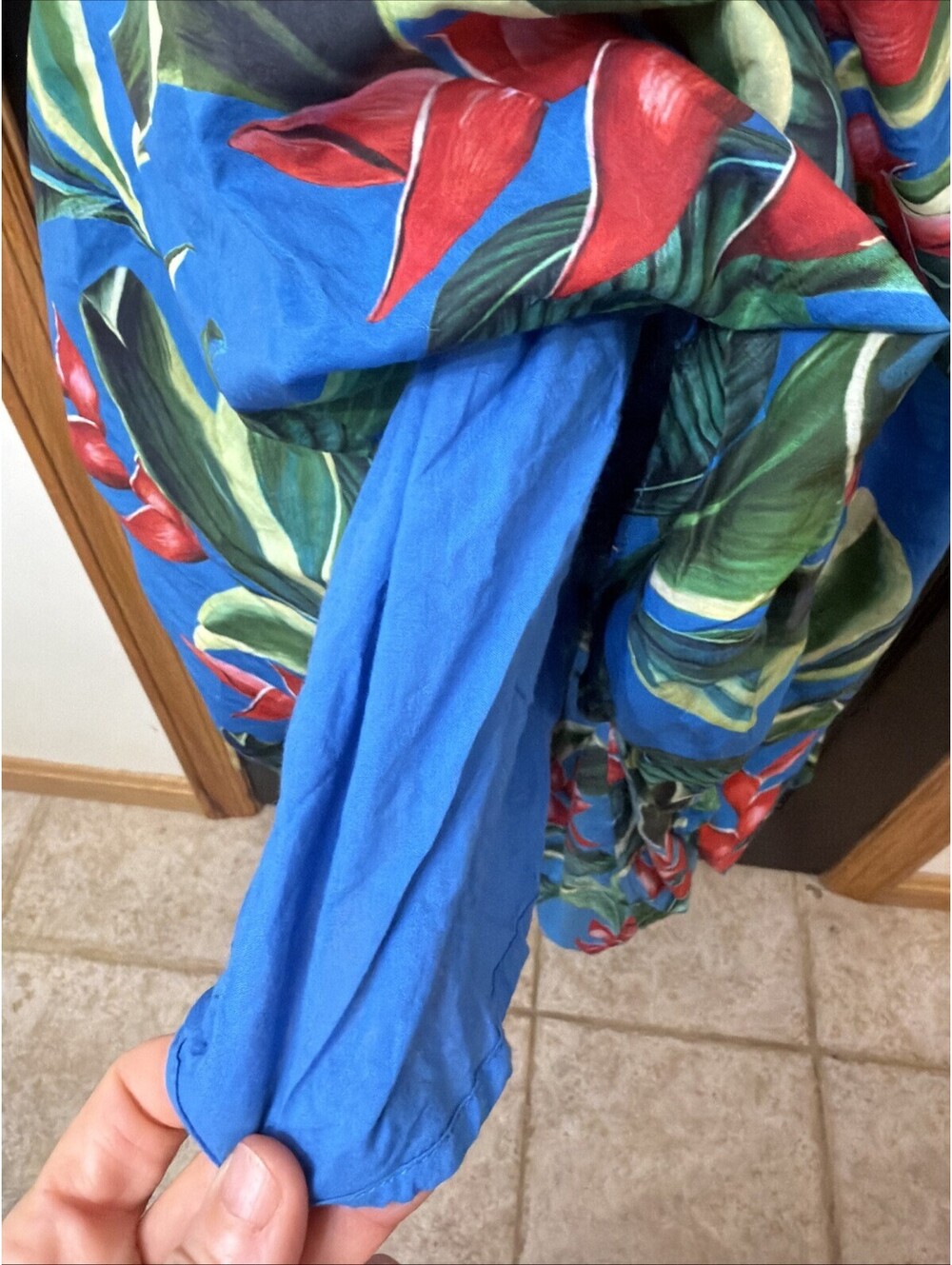 FARM RIO Dream Garden Midi Dress Women Sz M Blue Floral Tropical On/Off Shoulde - Picture 8 of 11